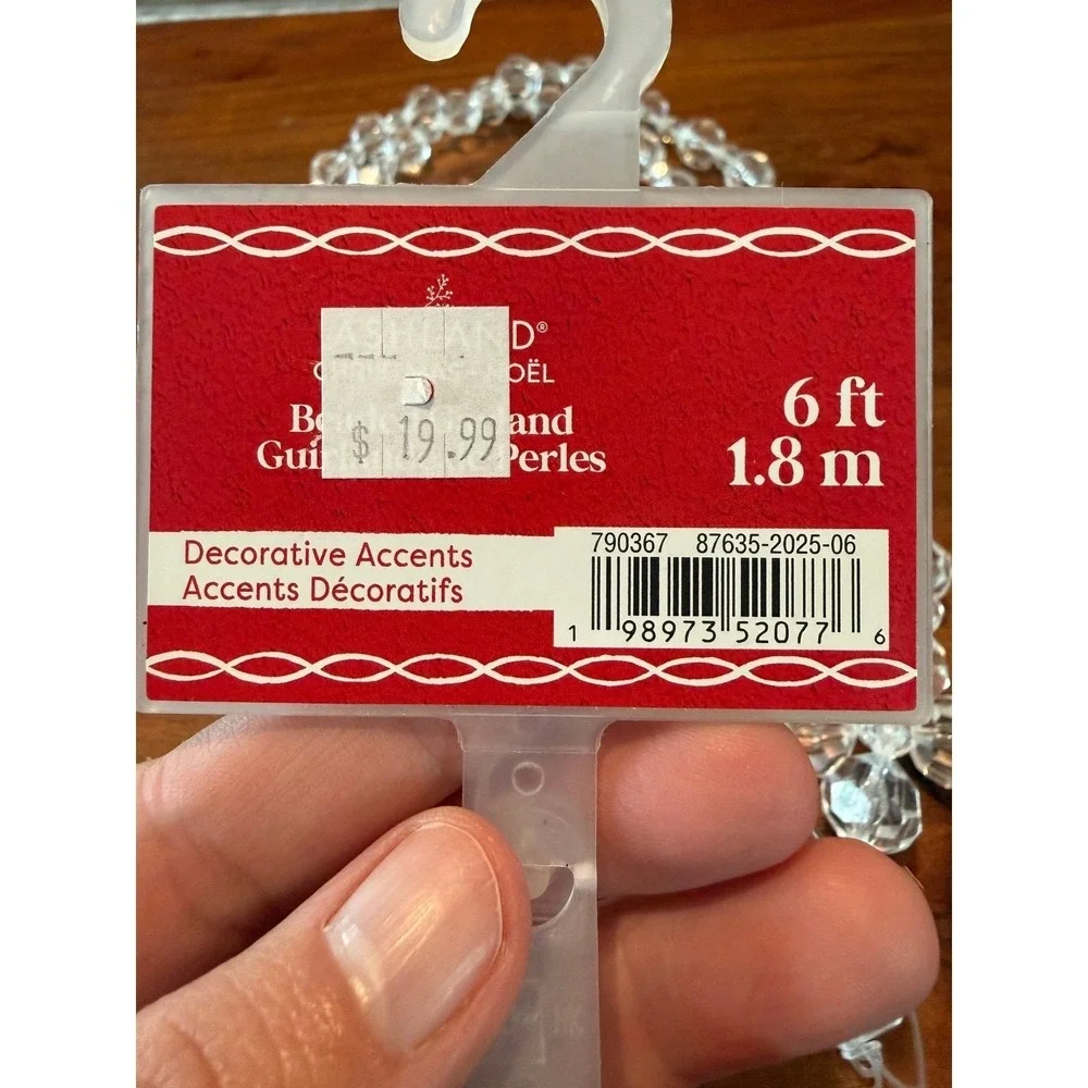 NEW Christmas Garland Iridescent Snowflake Clear Bead Frozen Tree Decor 6ft LOT